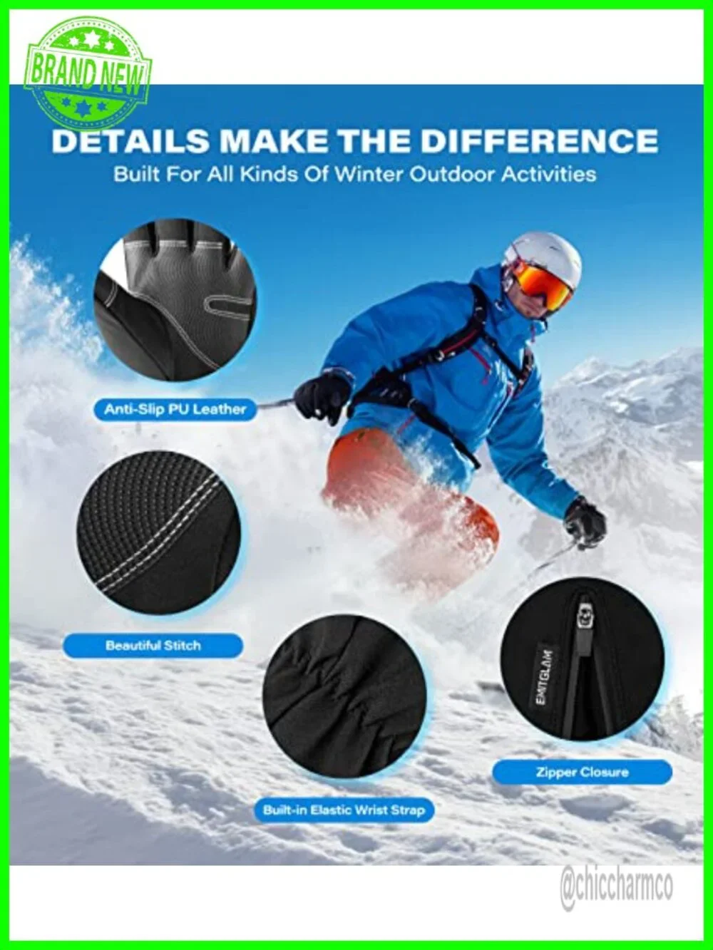 Unisex 3M Insulated Waterproof Ski Gloves - Touchscreen